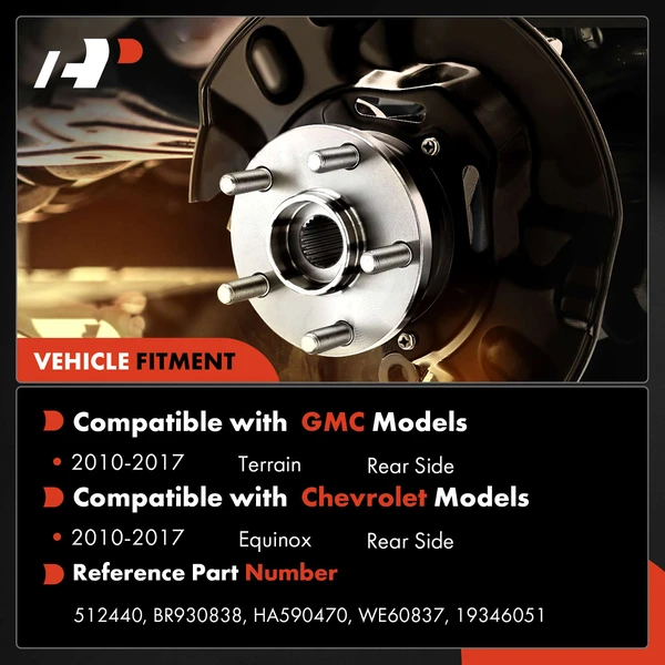 2 Pcs Rear Wheel Hub Bearing Assembly for Chevrolet Equinox GMC Terrain