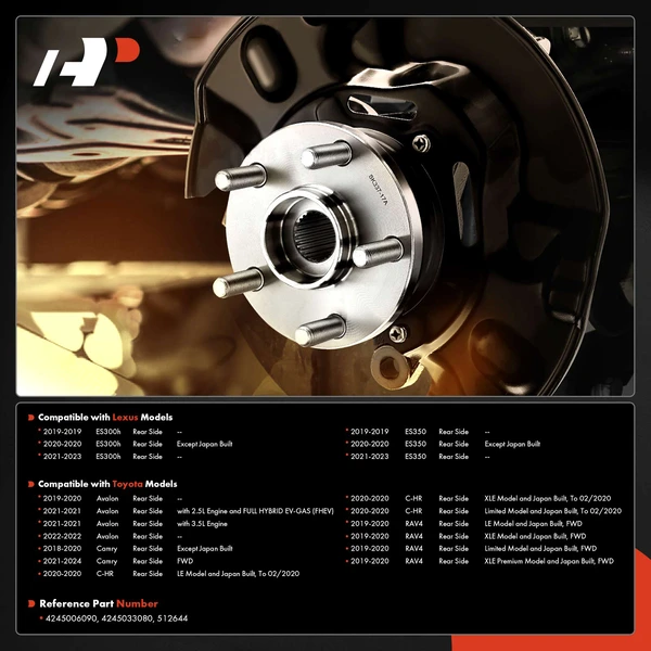 2 Pcs Rear Wheel Hub & Bearing Assembly with ABS Sensor for Toyota Camry RAV4 Lexus