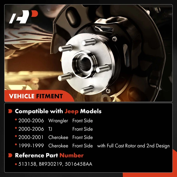 2 Pcs Front Wheel Bearing & Hub Assembly for Jeep Cherokee TJ Wrangler