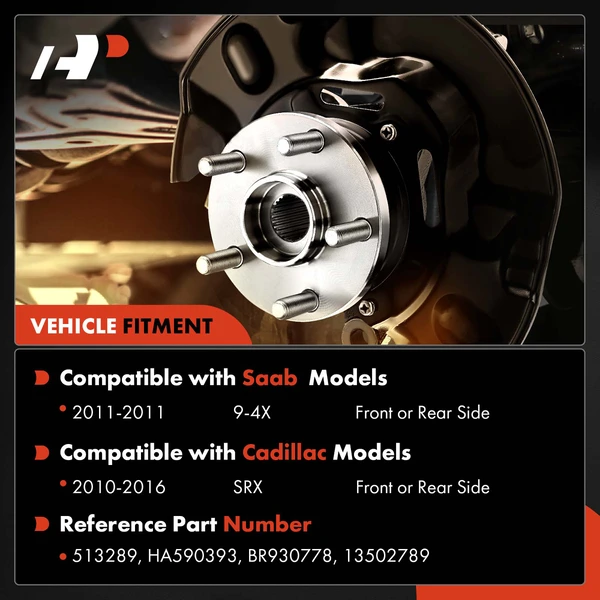 2 Pcs Front or Rear Wheel Bearing & Hub Assembly for Cadillac SRX 2010-16 Saab 9-4X 2011