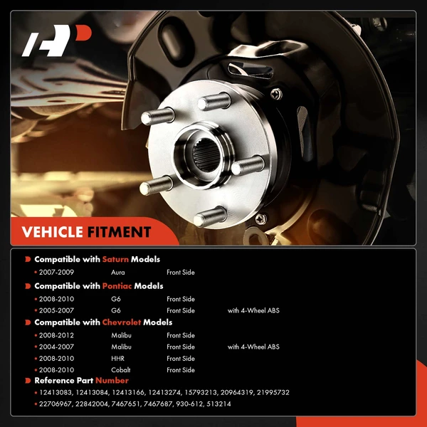 Front Driver or Passenger Wheel Bearing & Hub Assembly with ABS Sensor for Chevy Malibu