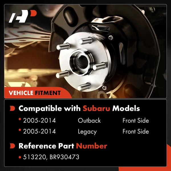 2 Pcs Front Wheel Bearing & Hub Assembly for Subaru Legacy Outback