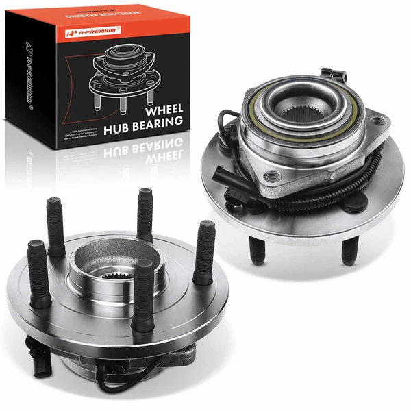2 Pcs Front Wheel Bearing & Hub Assembly with ABS Sensor for 2006-2008 Mitsubishi Raider