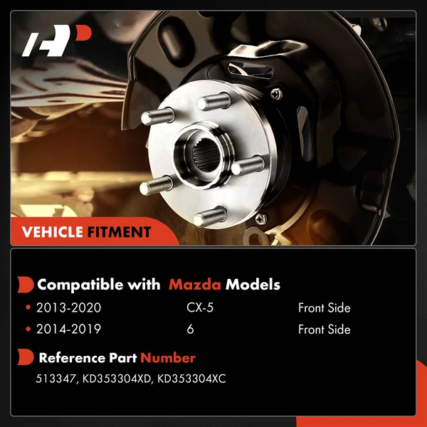 2 Pcs Front Wheel Bearing & Hub Assembly for Mazda 6 2014-2019 CX-5 2013-2022