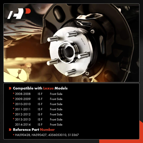 Front Driver or Passenger Wheel Hub Bearing Assembly for Lexus IS F 2008-2014 RWD