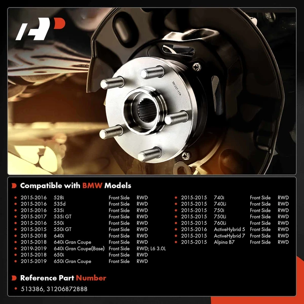 2 Pcs Front Wheel Hub Bearing Assembly for BMW F01 F02 F10 528i 535d 740i