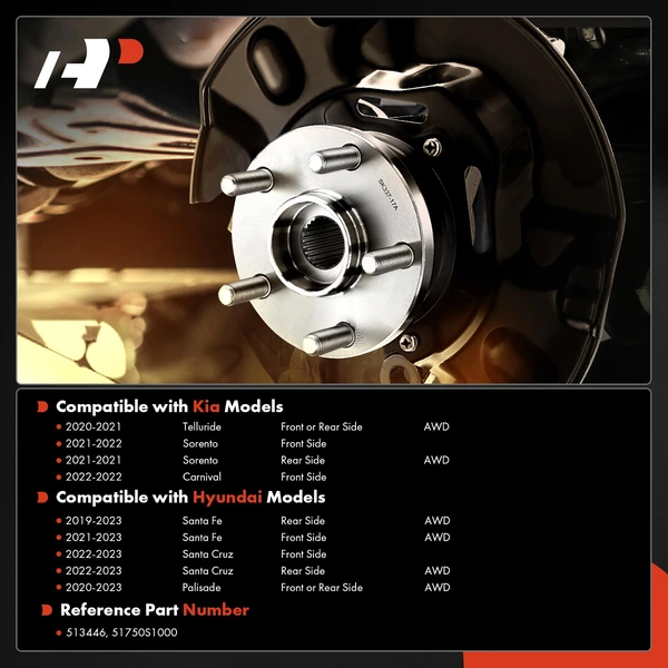 Wheel Bearing Hub Assembly for Hyundai Santa Fe 2019-2023 Kia Telluride