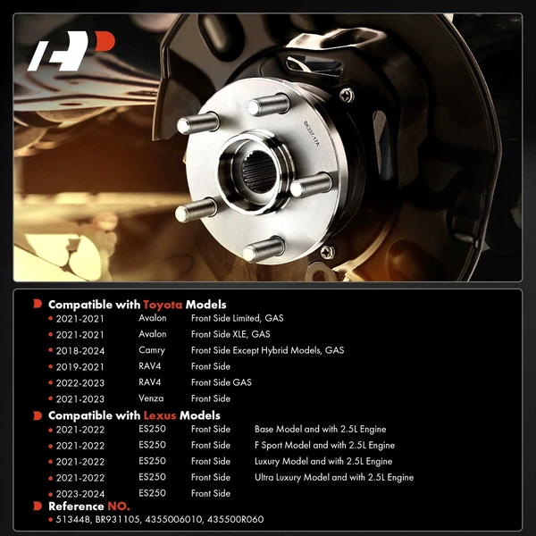 2 Pcs Front Wheel Hub Bearing Assembly for Toyota Camry 2018-2022 RAV4 Lexus