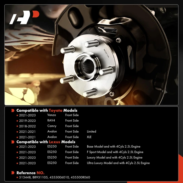 Front Driver or Passenger Wheel Hub Bearing Assembly for Toyota RAV4 2019-2023