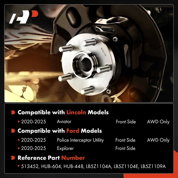 2 Pcs Front Wheel Hub Bearing Assembly for Ford Explorer 2020-2023 Lincoln Aviator