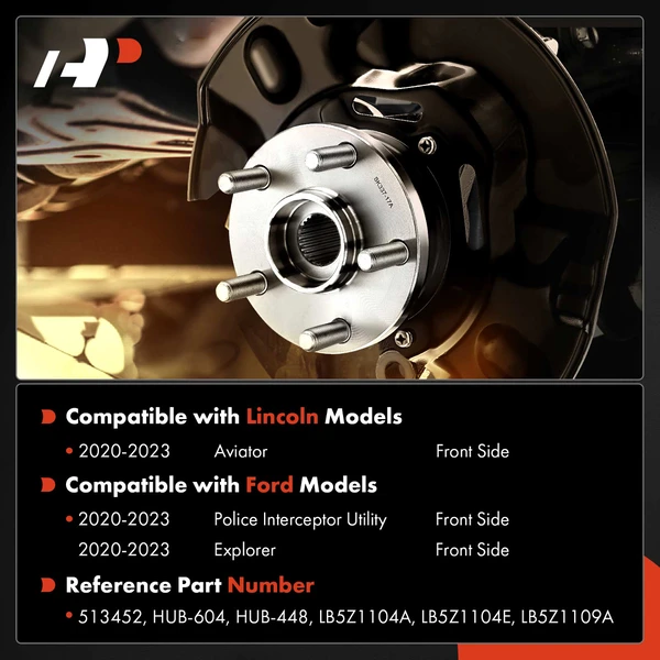 Front Driver or Passenger Wheel Hub Bearing Assembly for Ford Explorer 20-23 Lincoln Aviator 20-23