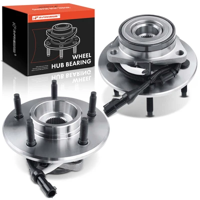 2 Pcs Front Wheel Bearing & Hub Assembly with ABS Sensor