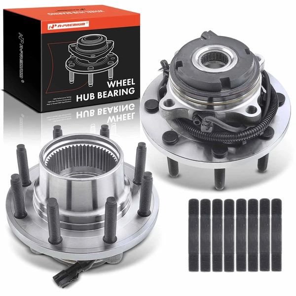 2 Pcs Front Wheel Bearing & Hub Assembly with ABS Sensor for 1999-2004 Ford F-250 Super Duty