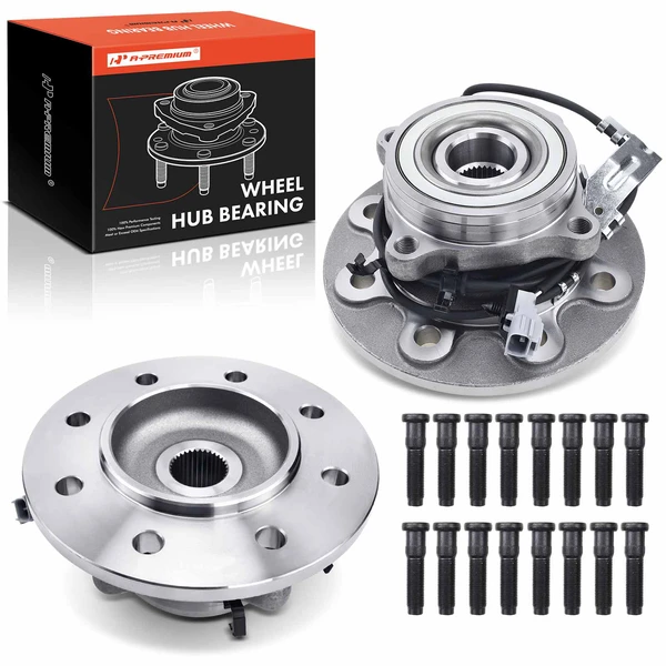 2 Pcs Front Wheel Bearing & Hub Assembly with ABS Sensor for 1998-1999 Dodge Ram 2500