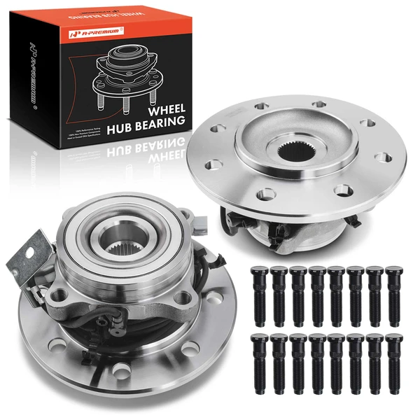 2 Pcs Front Wheel Bearing & Hub Assembly with ABS Sensor for 1998-1999 Dodge Ram 3500