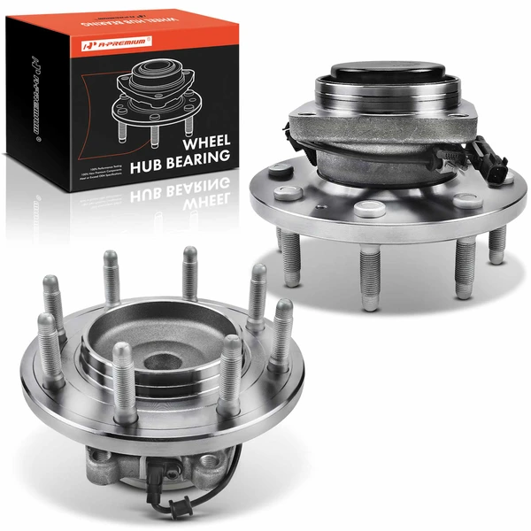 2 Pcs Front Wheel Bearing & Hub Assembly with ABS Sensor for GMC Sierra 2500 3500 RWD