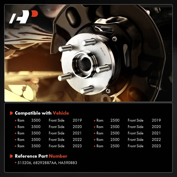 2 Pcs Front Wheel Bearing Hub Assembly for Ram 2500 2019-2023 3500 2019-2023