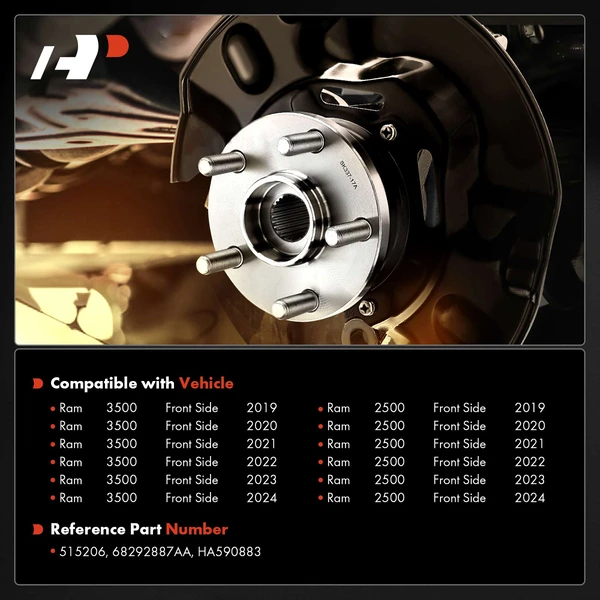 Front Driver or Passenger Wheel Bearing Hub Assembly for Ram 2500 2019-2023 3500