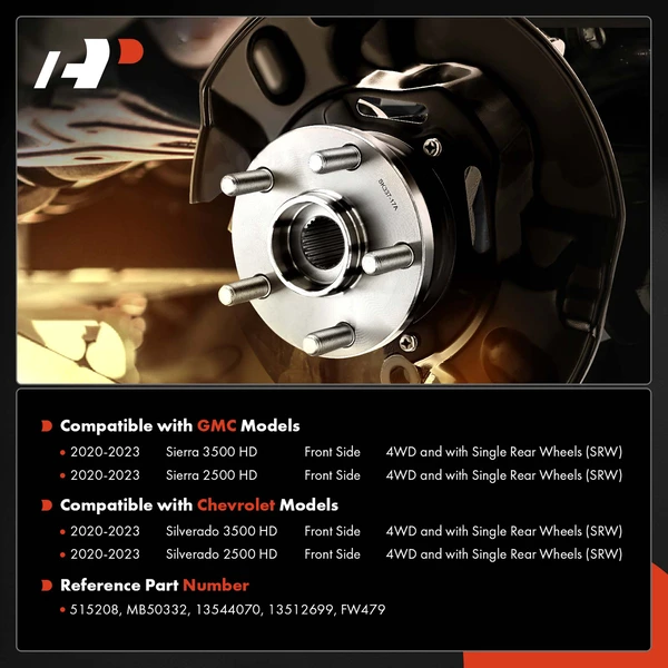 2 Pcs Front Wheel Bearing Hub Assembly for Chevy Silverado 2500 3500 HD