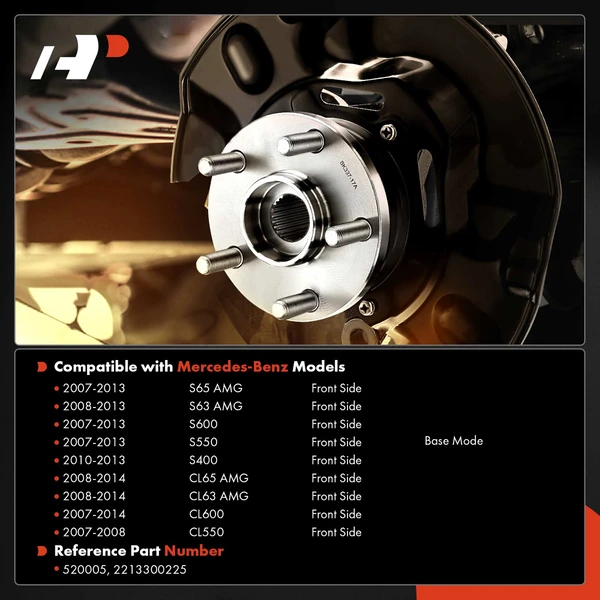 2 Pcs Front Wheel Bearing Hub Assembly for Mercedes-Benz W221 S400 CL550 S550