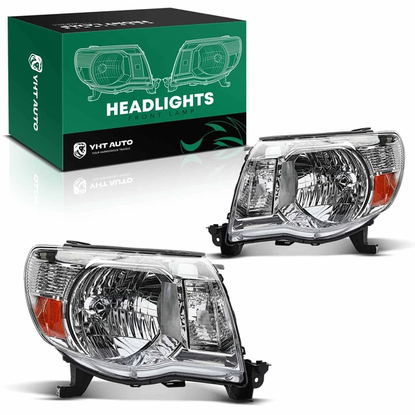 Front Halogen Headlights Lamp Assembly H4 without Bulb for 2005-2011 Toyota Tacoma