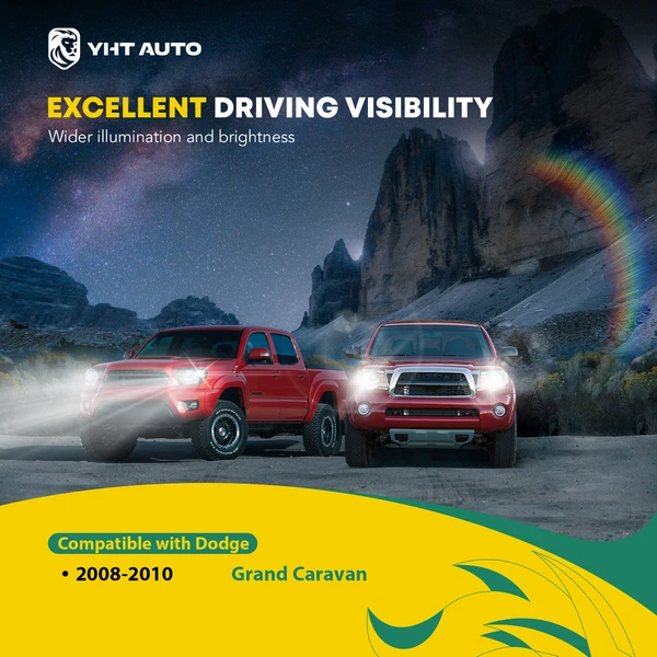 2 Pcs Clear Chrome Front Halogen Headlights Assembly for 2008-2010 Dodge Grand Caravan