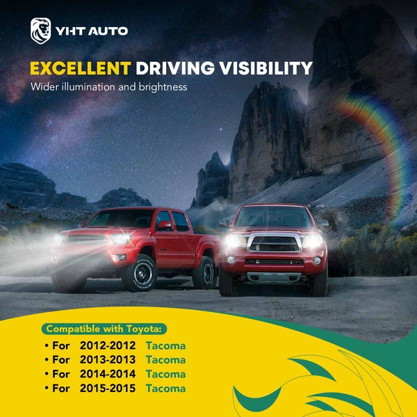 2 Pcs Clear Black Front Halogen Headlights Assembly for Toyota Tacoma 2012-2015