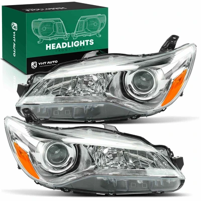 2 Pcs Clear Black Front Halogen Headlights Assembly