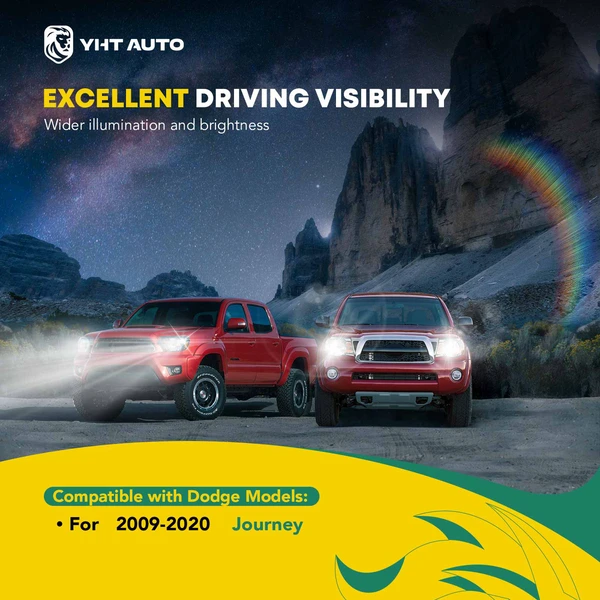 2 Pcs Clear Chrome Front Halogen Headlights Assembly for 2009-2020 Dodge Journey