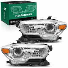 2 Pcs Clear Black Front Halogen Headlights Assembly for 2016-2018 Toyota Tacoma