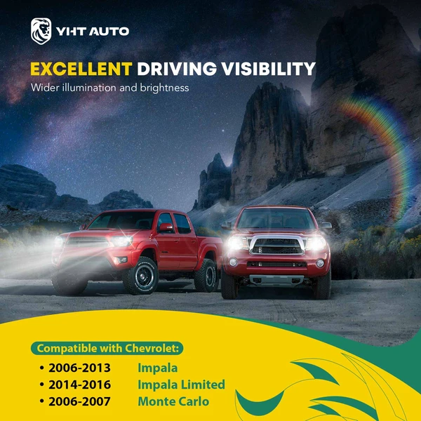 2 Pcs Clear Chrome Front Halogen Headlights Assembly for 2006-2007 Chevrolet Monte Carlo