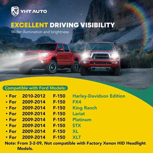 2 Pcs Clear Black Front Halogen Headlights Assembly for Ford F-150 2009-2014