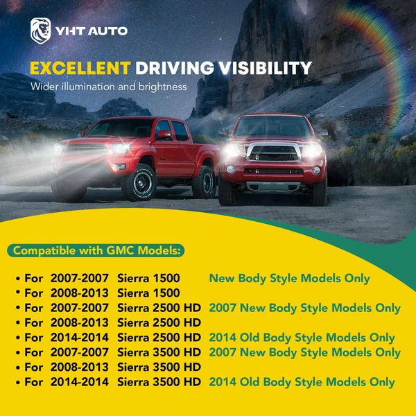 2 Pcs Clear Black Front Halogen Headlights Assembly for 2007-2014 GMC Sierra 2500 HD