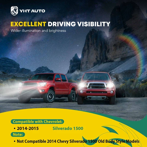 2 Pcs Clear Chrome Front Halogen Headlights Assembly for Chevy Silverado 1500 2014-2015