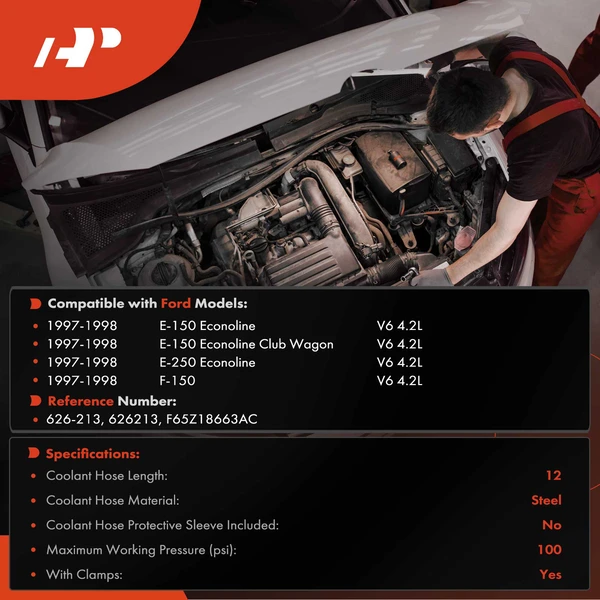 HVAC Heater Hose Assembly for Ford F-150 E-150 E-250 Econoline 1997-1998 4.2L
