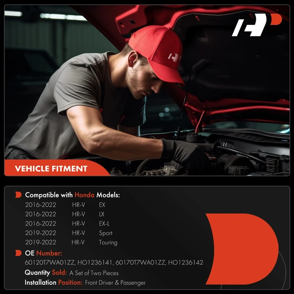 2 Pcs Front Driver & Passenger Hood Hinge for Honda HR-V 2016-2022