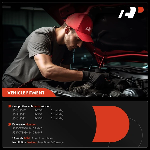 2 Pcs Front Driver & Passenger Hood Hinge for Lexus NX200t 2015-2017 NX300 NX300h