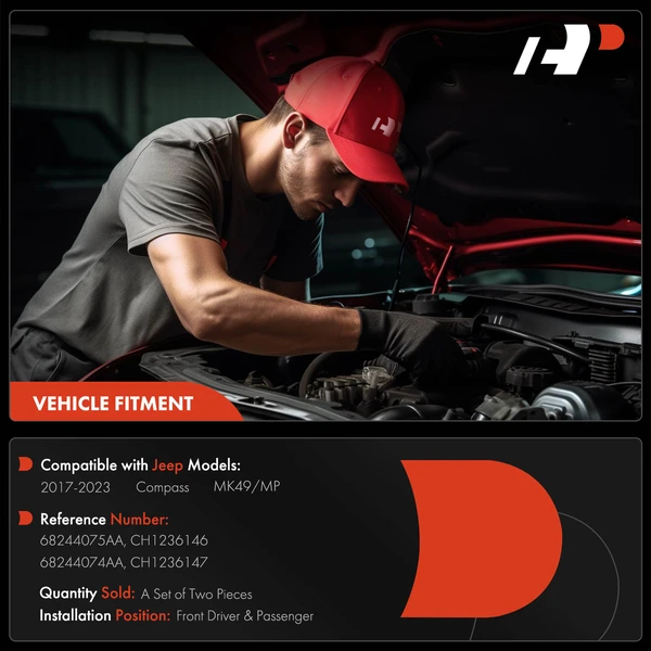 2 Pcs Front Driver & Passenger Hood Hinge for Jeep Compass 2017-2023