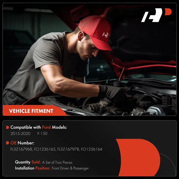 2 Pcs Front Driver & Passenger Hood Hinge for Ford F-150 2015-2020