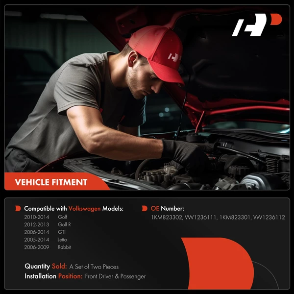 2 Pcs Front Driver & Passenger Hood Hinge for Volkswagen Golf 2010-2014 Jetta