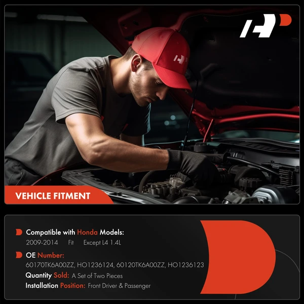 2 Pcs Front Driver & Passenger Hood Hinge for Honda Fit 2009-2014