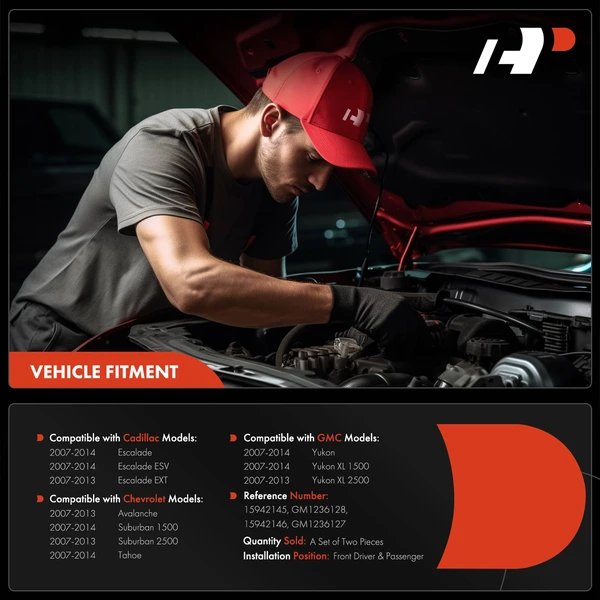 2 Pcs Front Driver & Passenger Hood Hinge for Chevy Tahoe 2007-2014 Cadillac