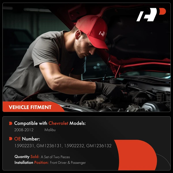 2 Pcs Front Driver & Passenger Hood Hinge for Chevrolet Malibu 2008-2012