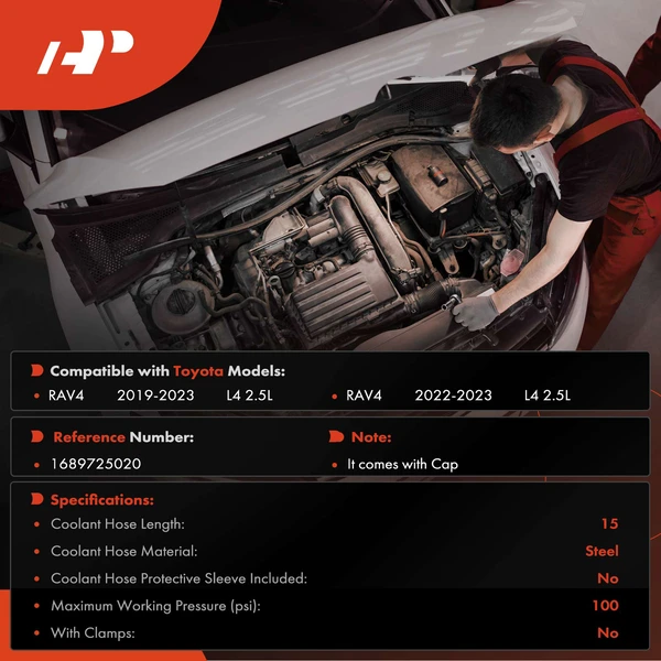 Radiator Coolant Pipe with Cap for Toyota RAV4 2019-2023 Venza 2022-2023 L4 2.5L
