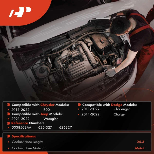 Inlet HVAC Heater Hose Assembly for Chrysler 300 Dodge Charger 2011-2022 Jeep