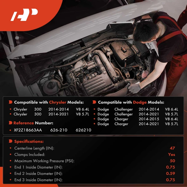 Outlet HVAC Heater Hose Assembly for Dodge Challenger Charger Chrysler 300 2014-2021