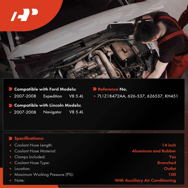 Outlet HVAC Heater Hose Assembly for Ford Expedition Lincoln Navigator 2007-2008