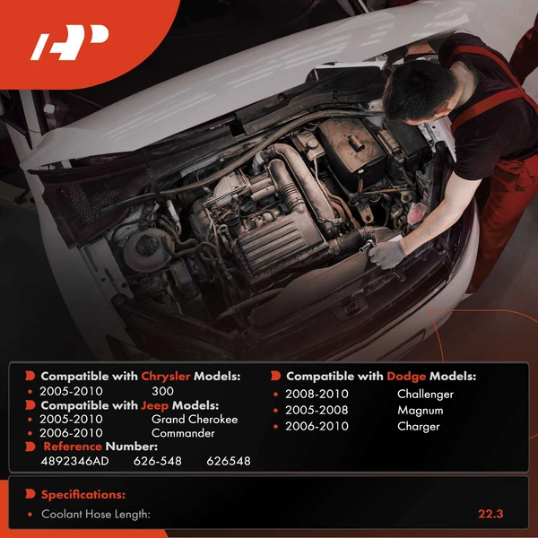 Outlet HVAC Heater Hose Assembly for Chrysler 300 Dodge Challenger Charger Jeep