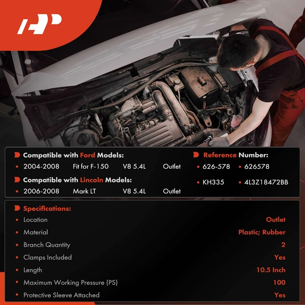 Outlet HVAC Heater Hose Assembly for Ford F-150 2004-2008 Lincoln Mark LT 2006-2008 5.4L