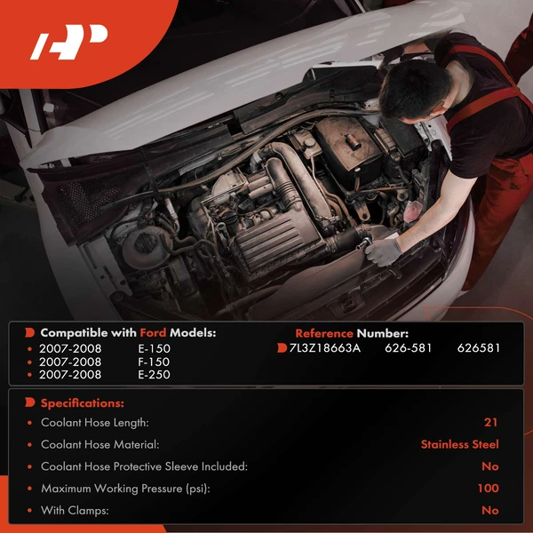 Outlet HVAC Heater Hose Assembly for Ford F-150 E-150 E-250 2007-2008 V8 4.6L